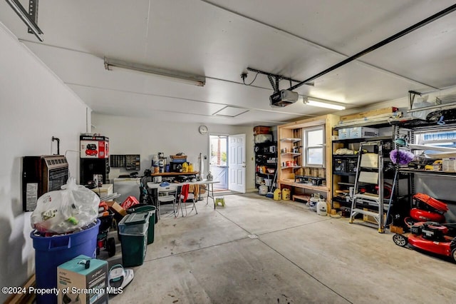 garage with a garage door opener