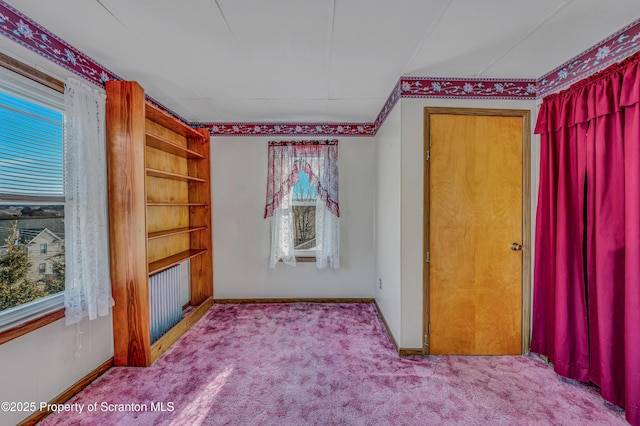 unfurnished bedroom with light colored carpet