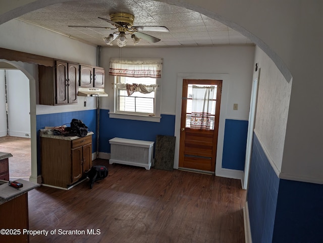 430 14th Ave, Scranton, PA 18504 - entryway featuring a ceiling fan, arched walkways, wood finished floors, and baseboards
