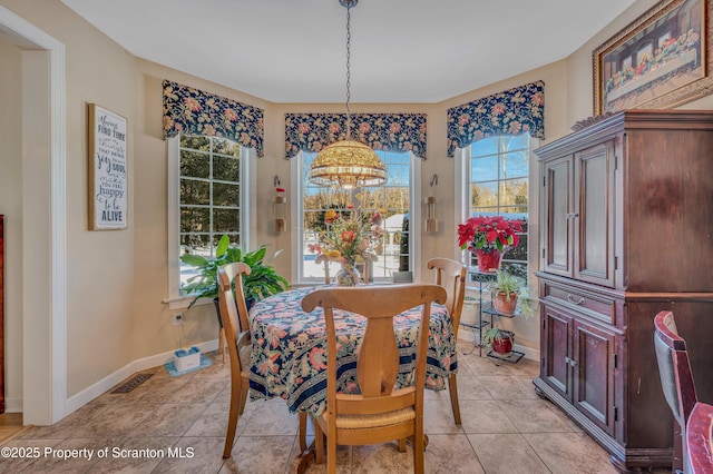 view of tiled dining space