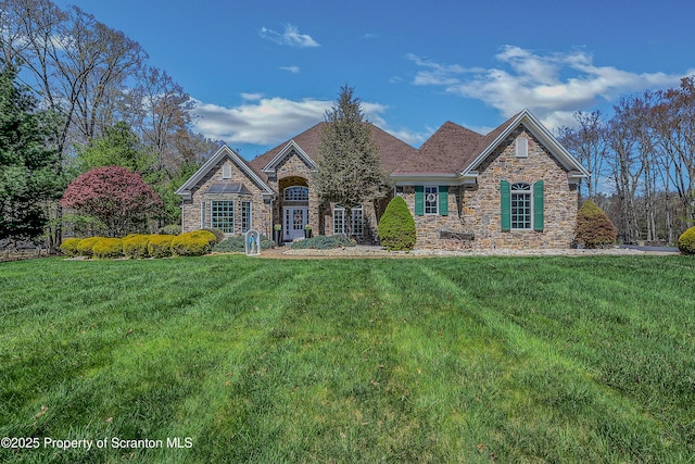 8 Eight Iron Dr, Mountaintop, PA 18707 - view of front of home featuring stone siding and a front yard