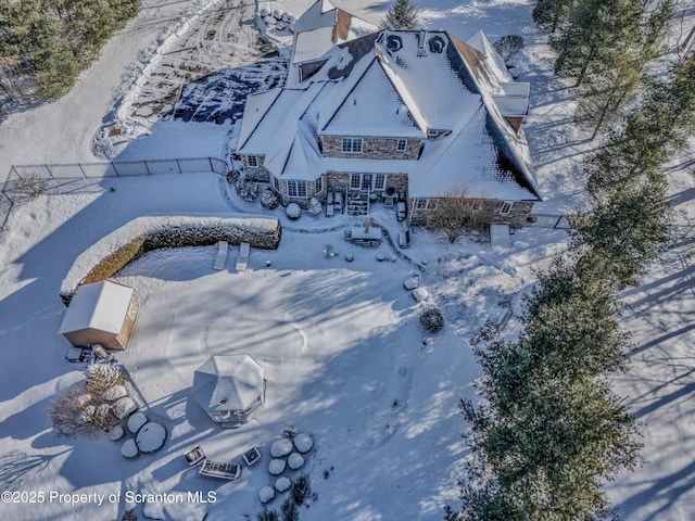 view of snowy aerial view