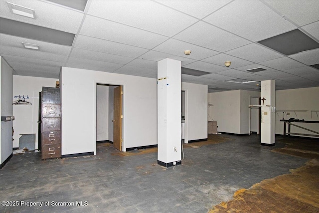 basement with a drop ceiling