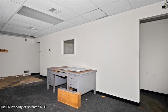 office space featuring a drop ceiling