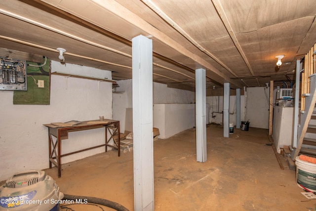 unfinished basement with stairway