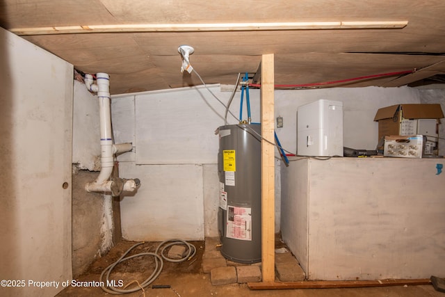 utility room with electric water heater
