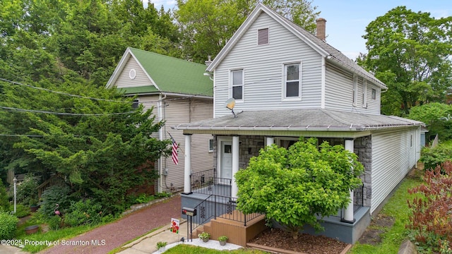 2211 Myrtle St, Scranton, PA 18510 - view of front of home with a porch, roof with shingles, and a chimney
