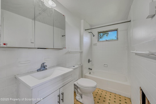 826 Moltke Ave, Scranton, PA 18505 - full bathroom with tile walls, vanity, bathing tub / shower combination, and tile patterned floors