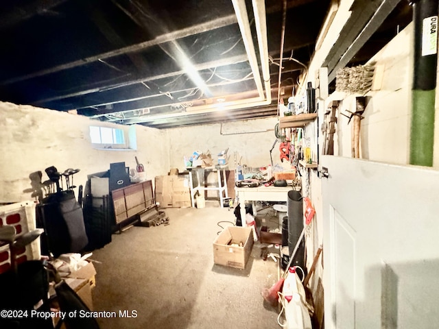 basement featuring a workshop area