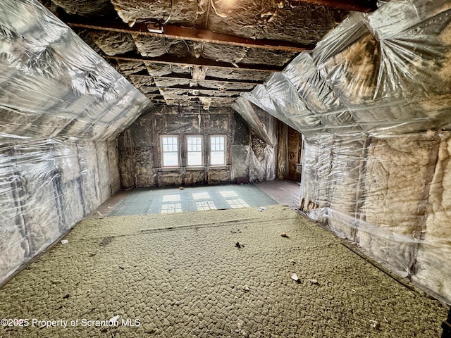 view of unfinished attic