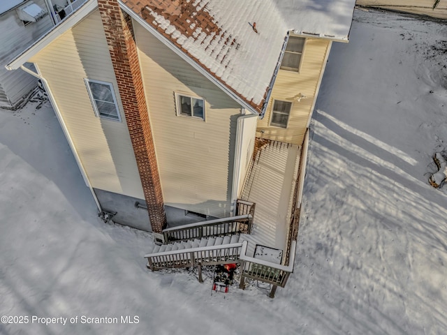 view of snow covered exterior