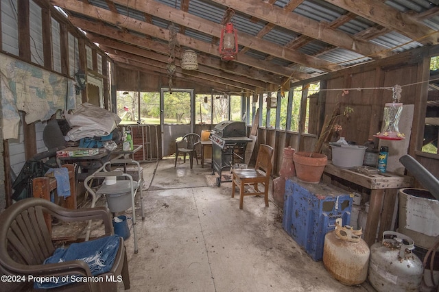 interior space featuring vaulted ceiling