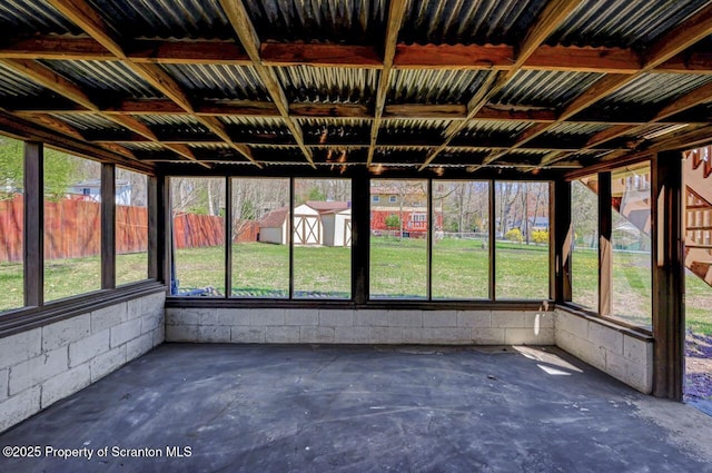 view of unfurnished sunroom