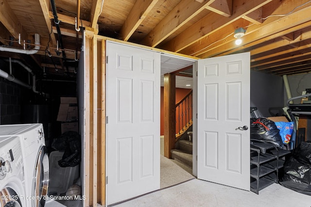 basement with independent washer and dryer