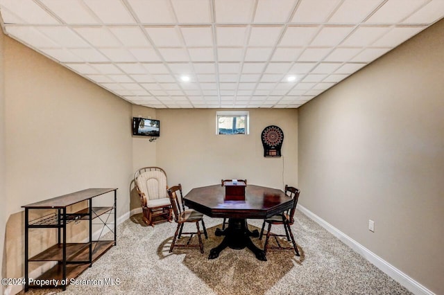 dining area with carpet flooring