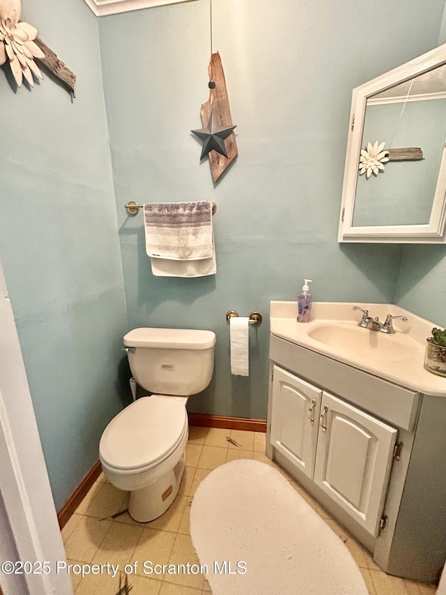 4886 State Route 11, Hop Bottom, PA 18824 - half bathroom with tile patterned flooring, toilet, vanity, and baseboards
