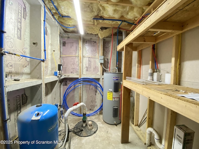 storage room with electric water heater