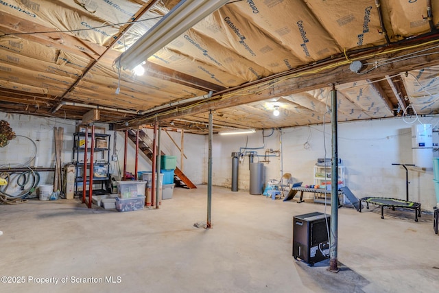 unfinished basement with stairway