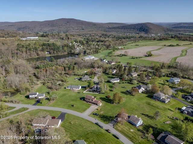 aerial view with a mountain view