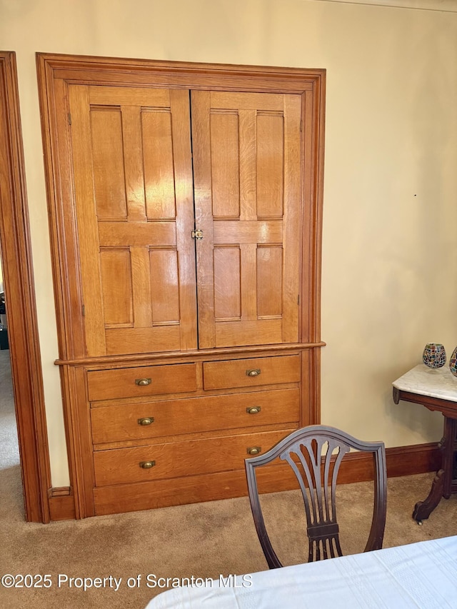 interior space with carpet and baseboards