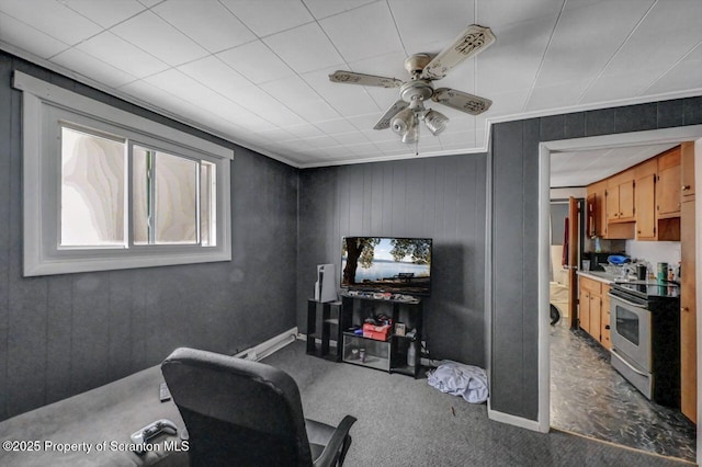 1223 Eynon St 1221, Scranton, PA 18504 - exercise area with a ceiling fan and carpet flooring