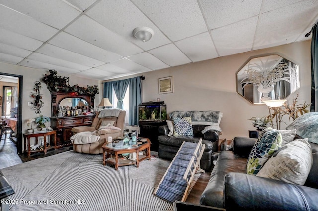 1223 Eynon St 1221, Scranton, PA 18504 - living room featuring a drop ceiling and wood finished floors