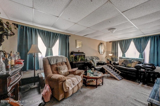 1223 Eynon St 1221, Scranton, PA 18504 - living room featuring a drop ceiling and plenty of natural light