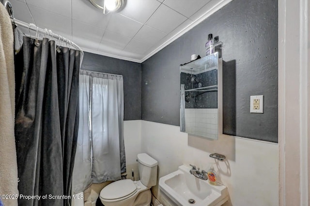 1223 Eynon St 1221, Scranton, PA 18504 - bathroom with a sink, toilet, and a shower with shower curtain