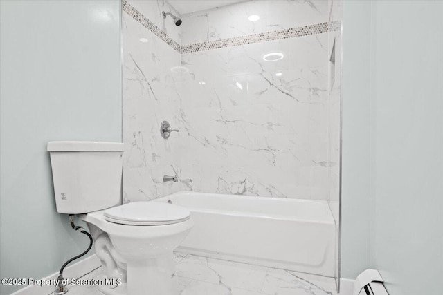 316 Sibley Ave, Old Forge, PA 18518 - full bath with  shower combination, toilet, and marble look tiles