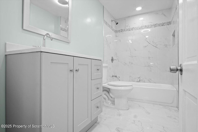 316 Sibley Ave, Old Forge, PA 18518 - full bath with shower / washtub combination, marble finish floors, toilet, and vanity
