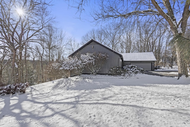 exterior space featuring a garage