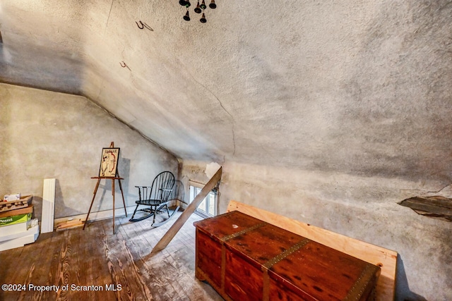 interior space with lofted ceiling and wood-type flooring