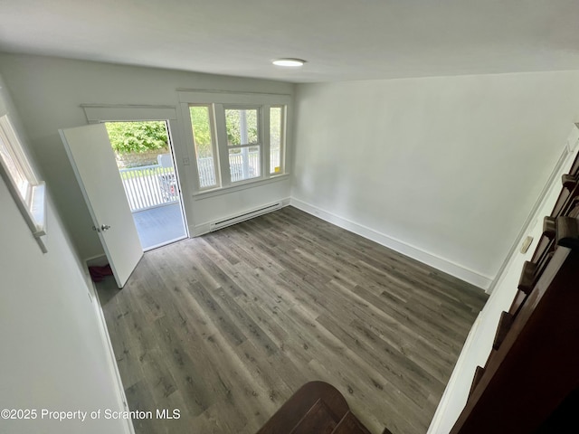 133-135 Newport St, Glen Lyon, PA 18617 - spare room featuring a baseboard heating unit and dark wood-type flooring