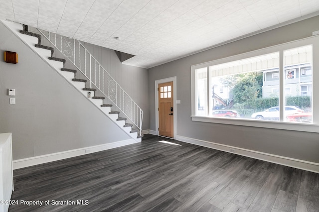 foyer with dark hardwood / wood-style floors and a healthy amount of sunlight