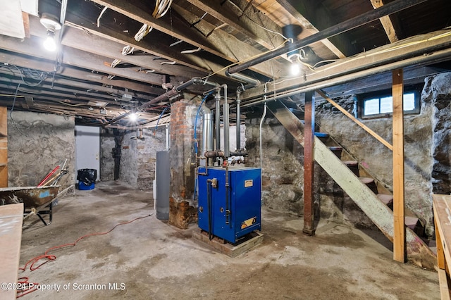 basement with gas water heater