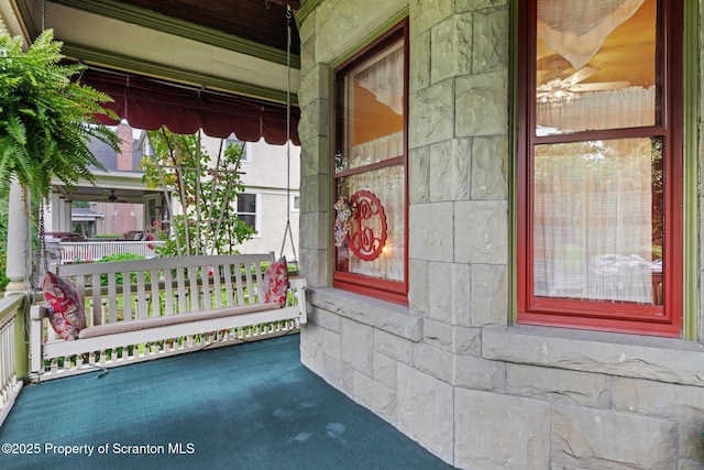 1012 Sunset St, Scranton, PA 18509 - property entrance with a porch and stone siding