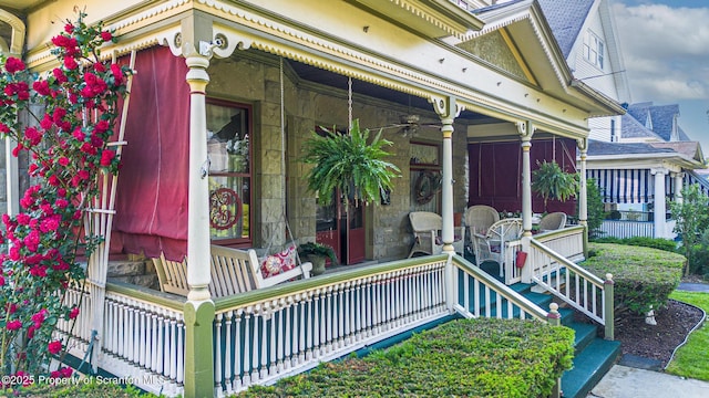 1012 Sunset St, Scranton, PA 18509 - view of exterior entry with stone siding and a porch