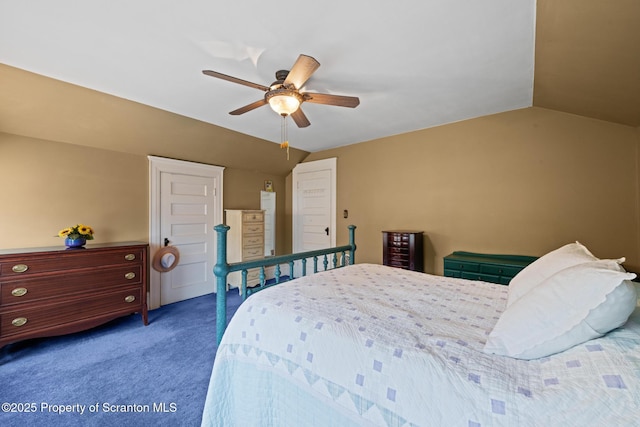 1012 Sunset St, Scranton, PA 18509 - bedroom featuring lofted ceiling, carpet, and a ceiling fan