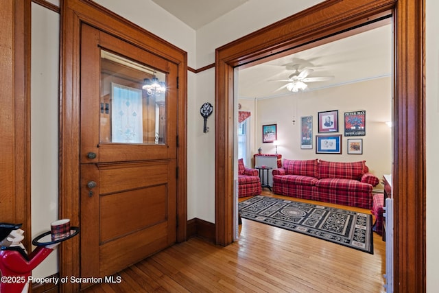 1012 Sunset St, Scranton, PA 18509 - foyer entrance featuring hardwood / wood-style flooring and a ceiling fan