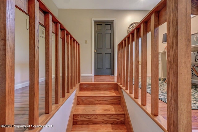 993 Oakmont Rd, Clarks Summit, PA 18411 - stairway featuring wood finished floors and baseboards