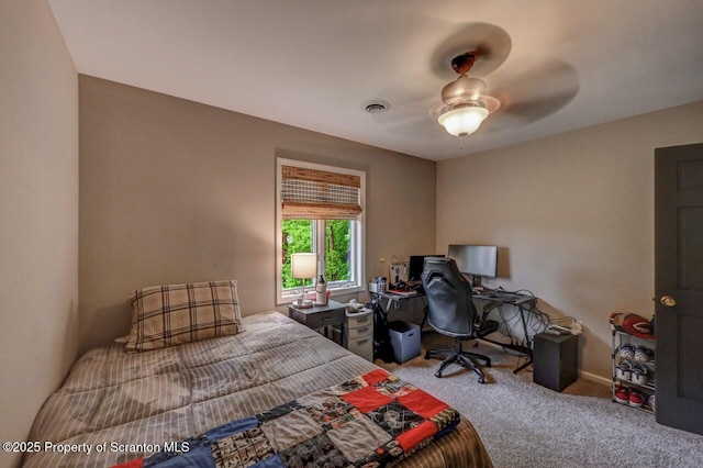 993 Oakmont Rd, Clarks Summit, PA 18411 - bedroom with carpet flooring, an office area, a ceiling fan, and baseboards