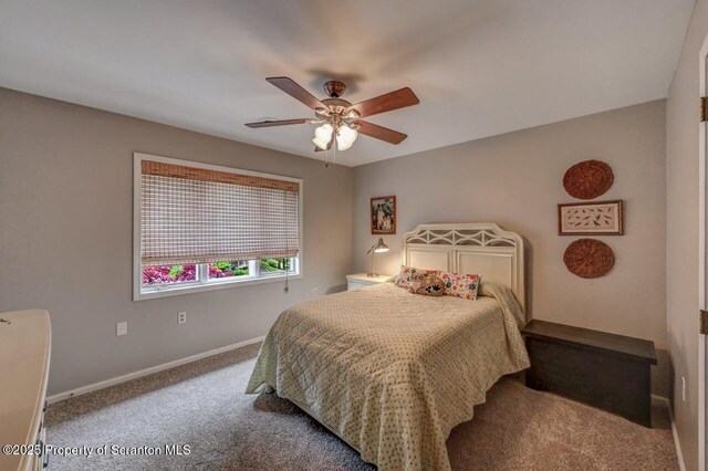 993 Oakmont Rd, Clarks Summit, PA 18411 - bedroom with carpet flooring, baseboards, and a ceiling fan