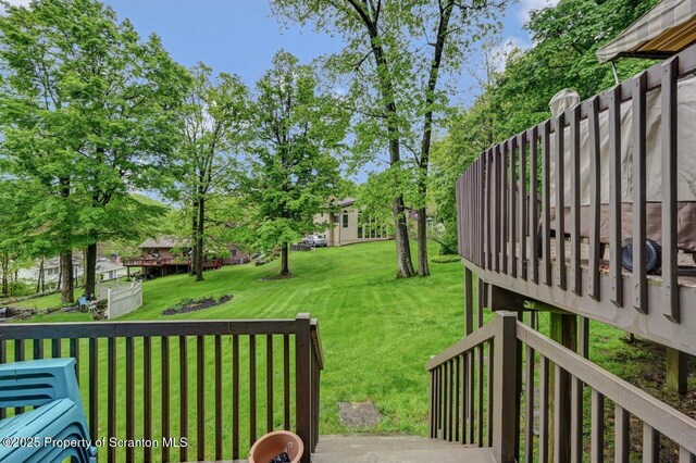 993 Oakmont Rd, Clarks Summit, PA 18411 - wooden terrace featuring a lawn