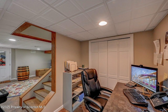 993 Oakmont Rd, Clarks Summit, PA 18411 - office space featuring a paneled ceiling and baseboards