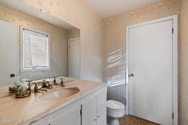 bathroom with toilet and vanity