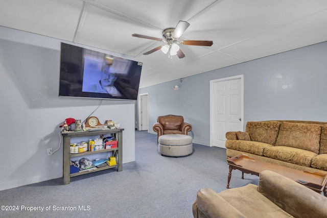 living room with ceiling fan