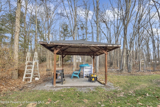 view of yard featuring a gazebo and a patio