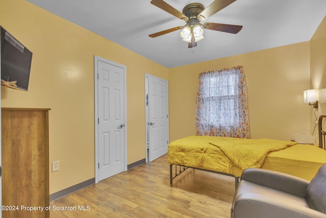 interior space featuring ceiling fan and light hardwood / wood-style floors