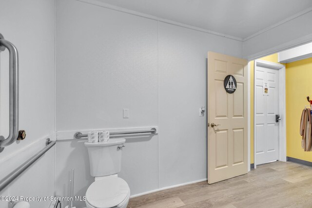 bathroom with toilet and wood-type flooring