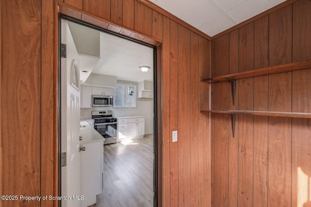 446 10th Ave, Scranton, PA 18504 - hall with wood walls and light wood finished floors
